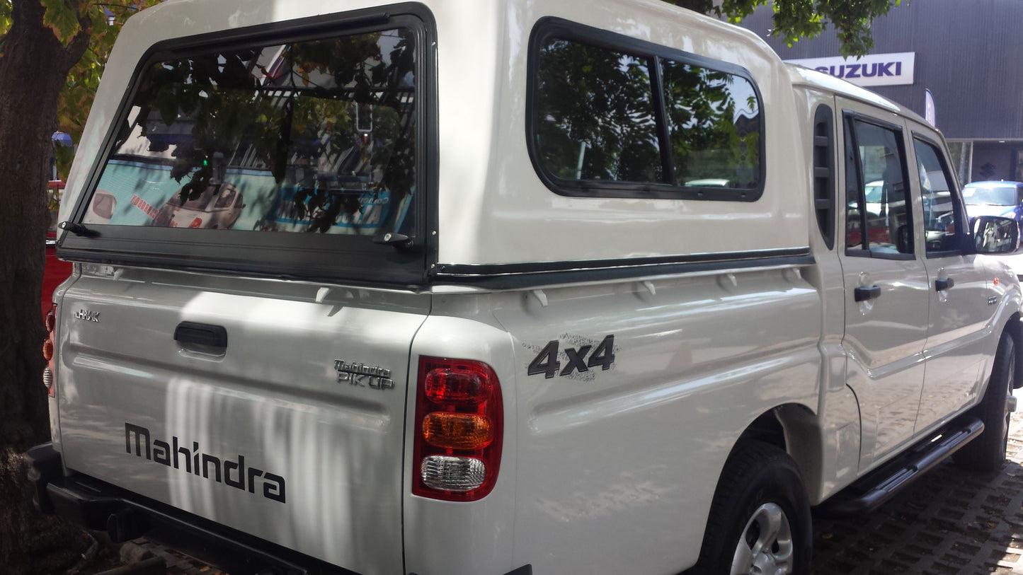 CUPULA FIBRA VIDRIO NACIONAL MAHINDRA D/C (2006-2023) | CIEGA CON PUERTA TRASERA DE VIDRIO -A PEDIDO- VALOR INCLUYE PINTURA E INSTALACION EN NUESTRO LOCAL EN SANTIAGO.